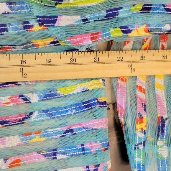 Ali Miles Size PL Sheer Mesh Front Zip Jacket Abstract Multi Color Design - Picture 6 of 12